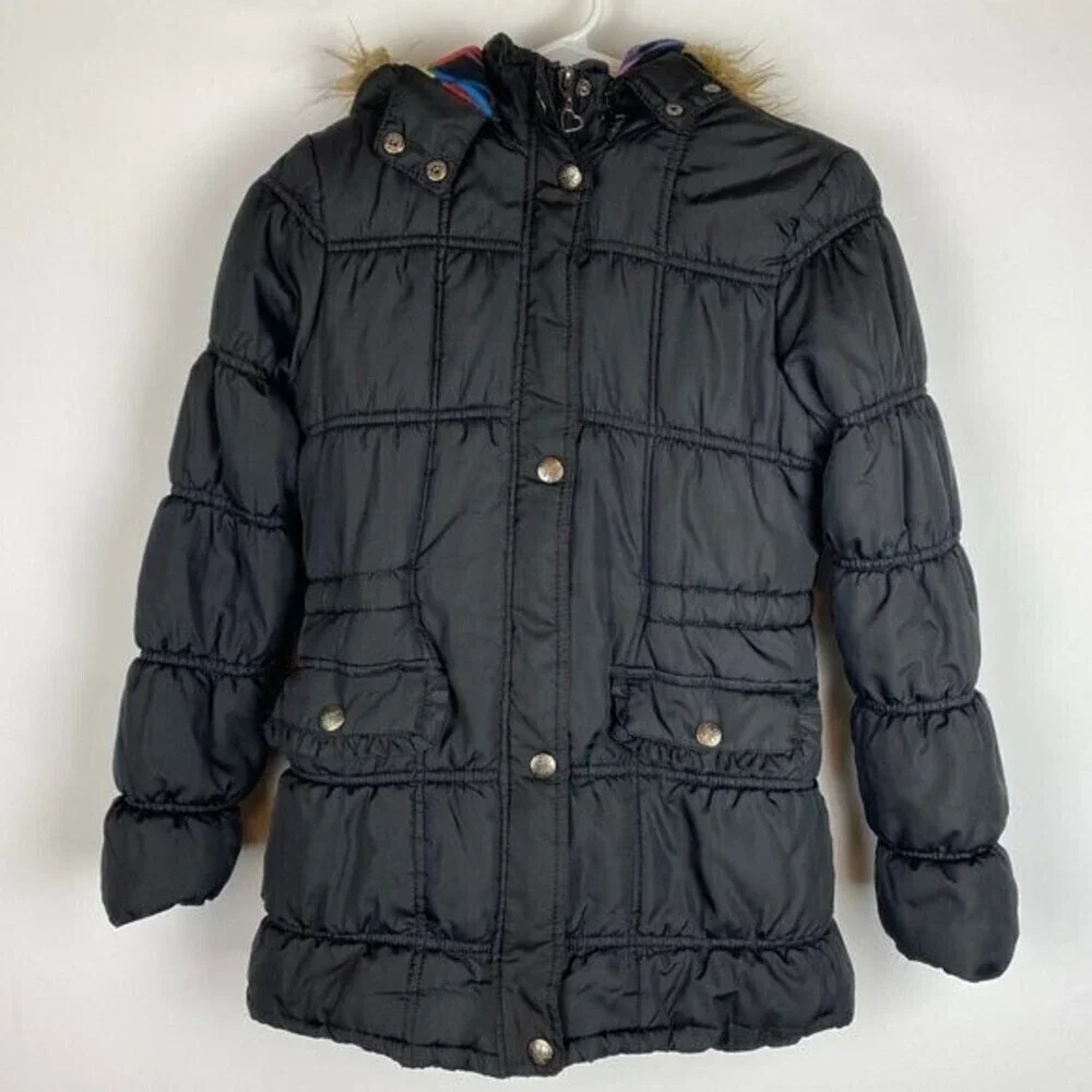 Urban Republic Girls Collection Puffer Jacket Large Black Hoodie Coat